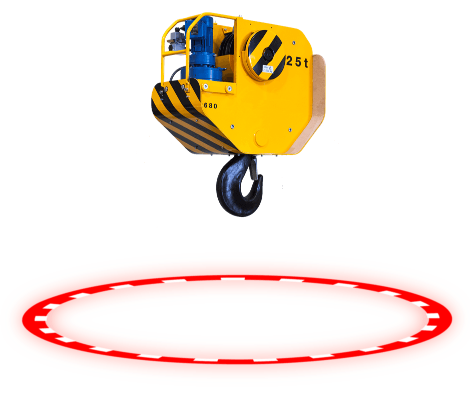 Crane virtual warning of suspended load